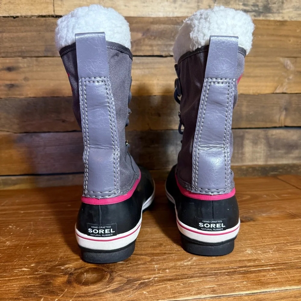 Sorel - Kids‎ Yoot Pac Nylon Gray Pink Winter Boots size 5.